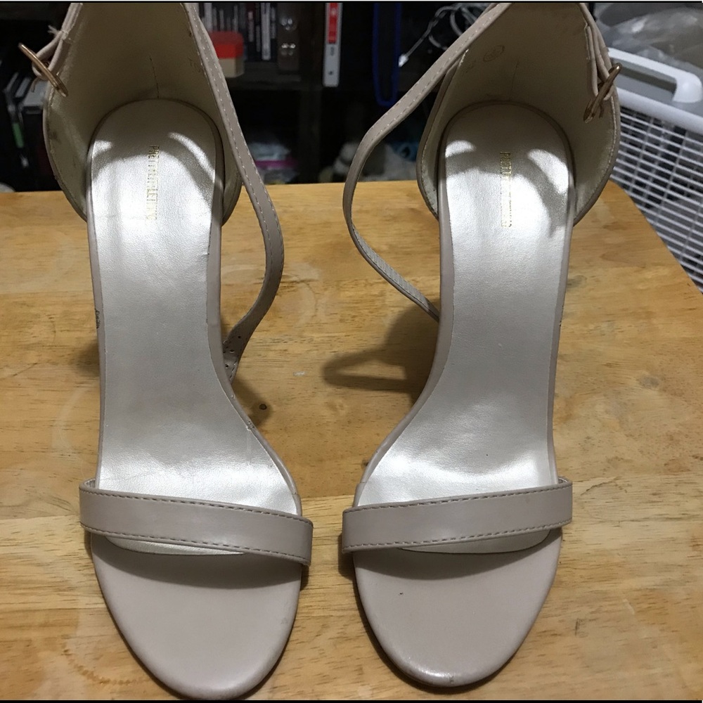 Nude single strap heels